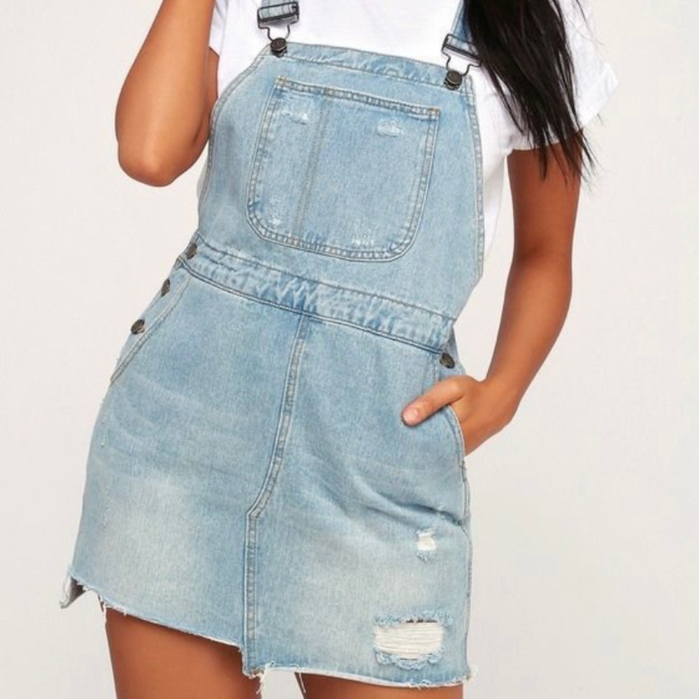 Distressed Forever 21 denim jumpsuit
